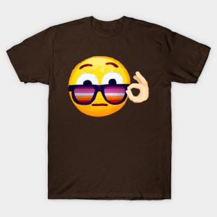 Emoji with Lesbian Flag Sunglasses T-Shirt